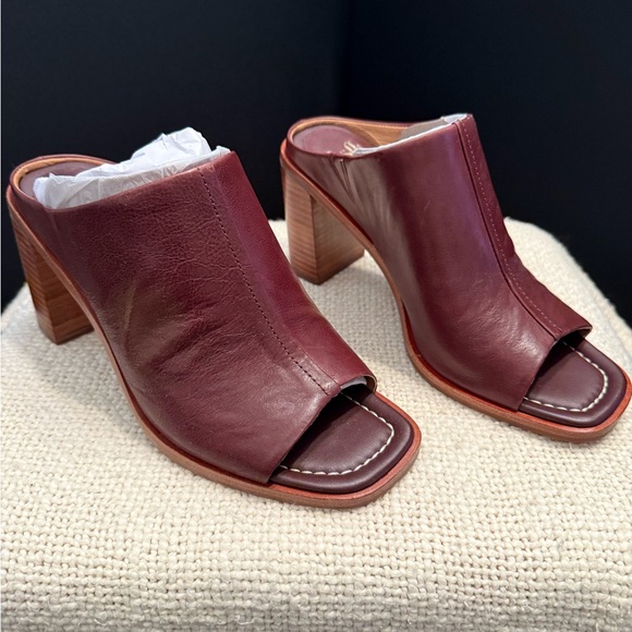 Sofft Shoes - Sofft Burgundy Leather Open-Toe Mule Sandals